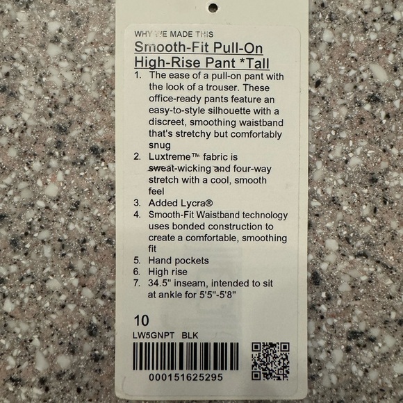 Lululemon smooth fit pull on black pant size 10 tall. - Picture 8 of 8